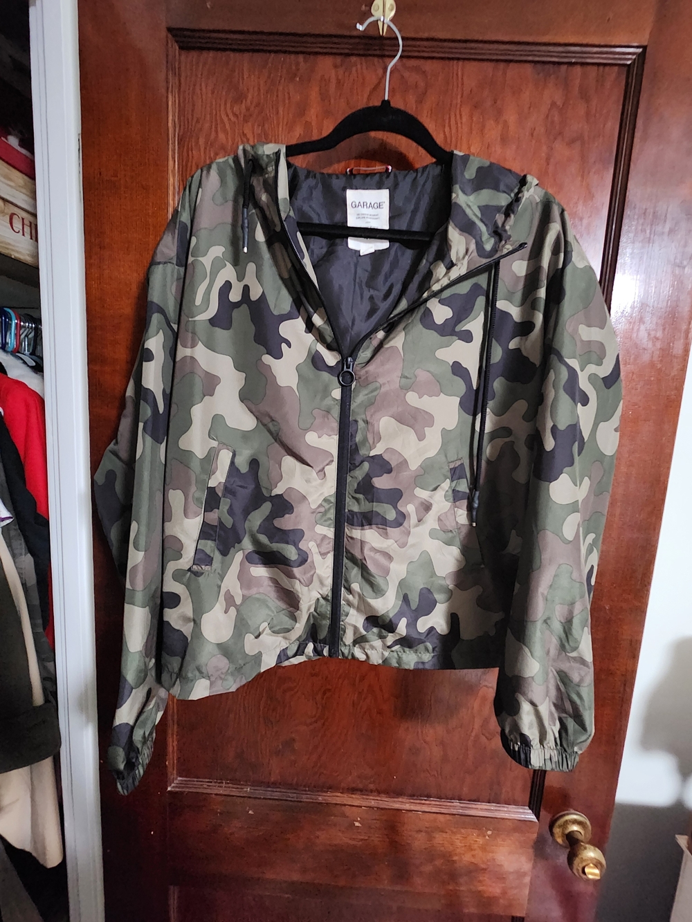 Garage Women's Hooded Camo Bomber Jacket - Green Camo